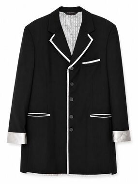 Black Blazer with White Piping - Men's Sport Coat